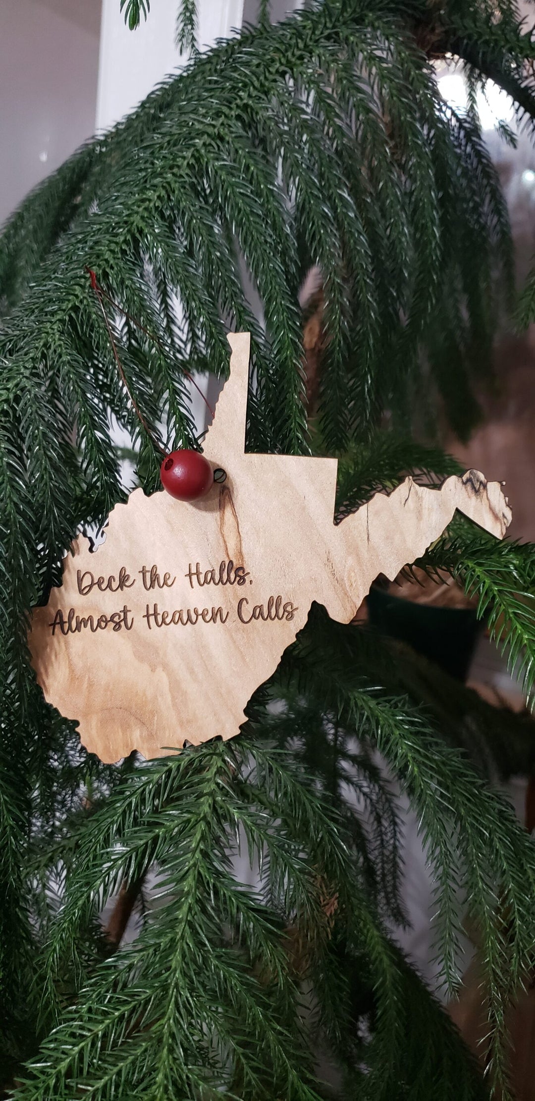 West Virginia “Deck the Halls” Ornament – Handcrafted from Local Hardwood