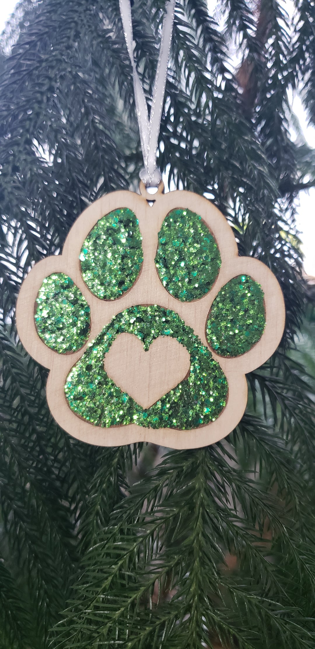 Dog Paw Green Christmas Tree Ornaments