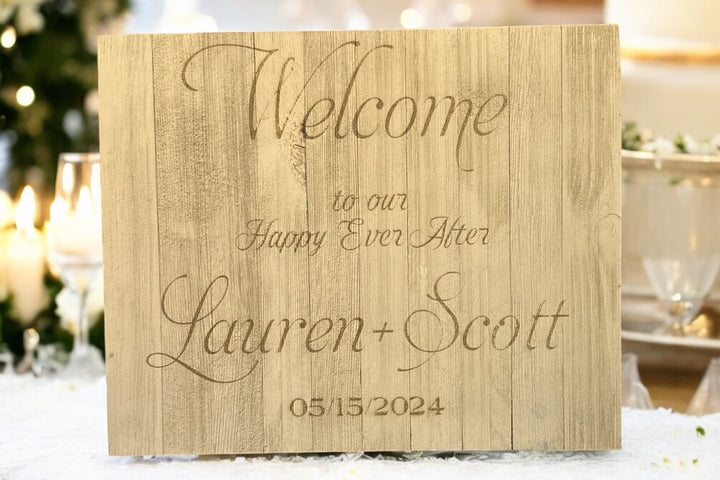 Custom Engraved Wood Wedding Welcome Sign