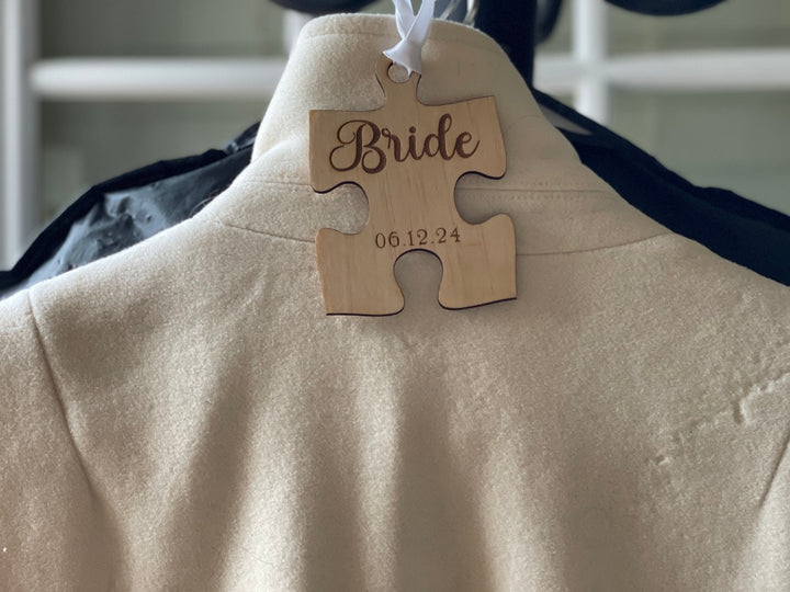 Jigsaw Piece Wedding Party Clothes Hanger Tags