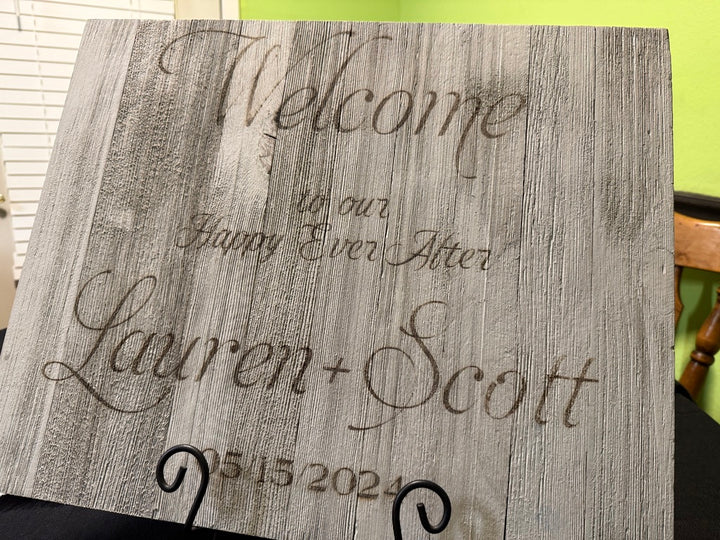 Custom Engraved Wood Wedding Welcome Sign