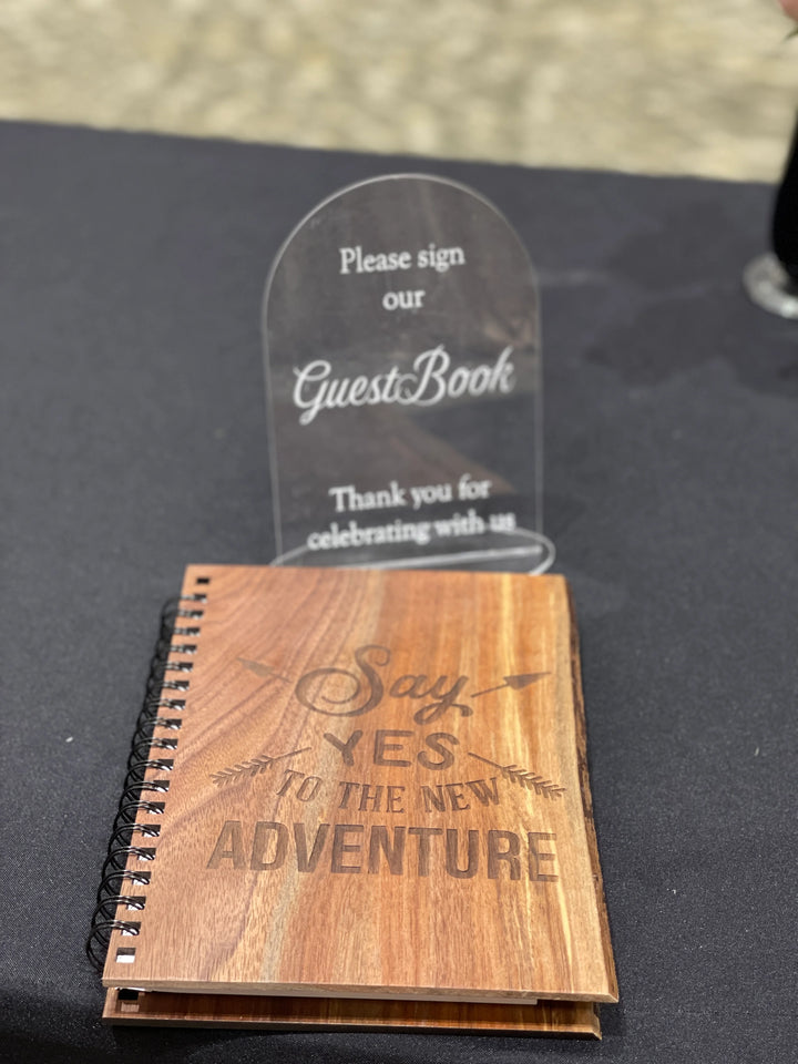 Engraved Hardwood Wedding Guest Book Notebooks