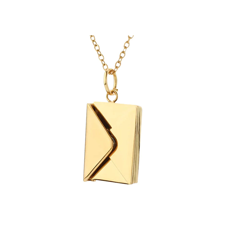 Gold Stainless Steel Envelope Pendant Necklace