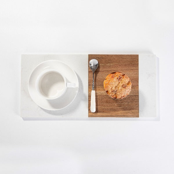 White Marble And Acacia Wood Serving Board