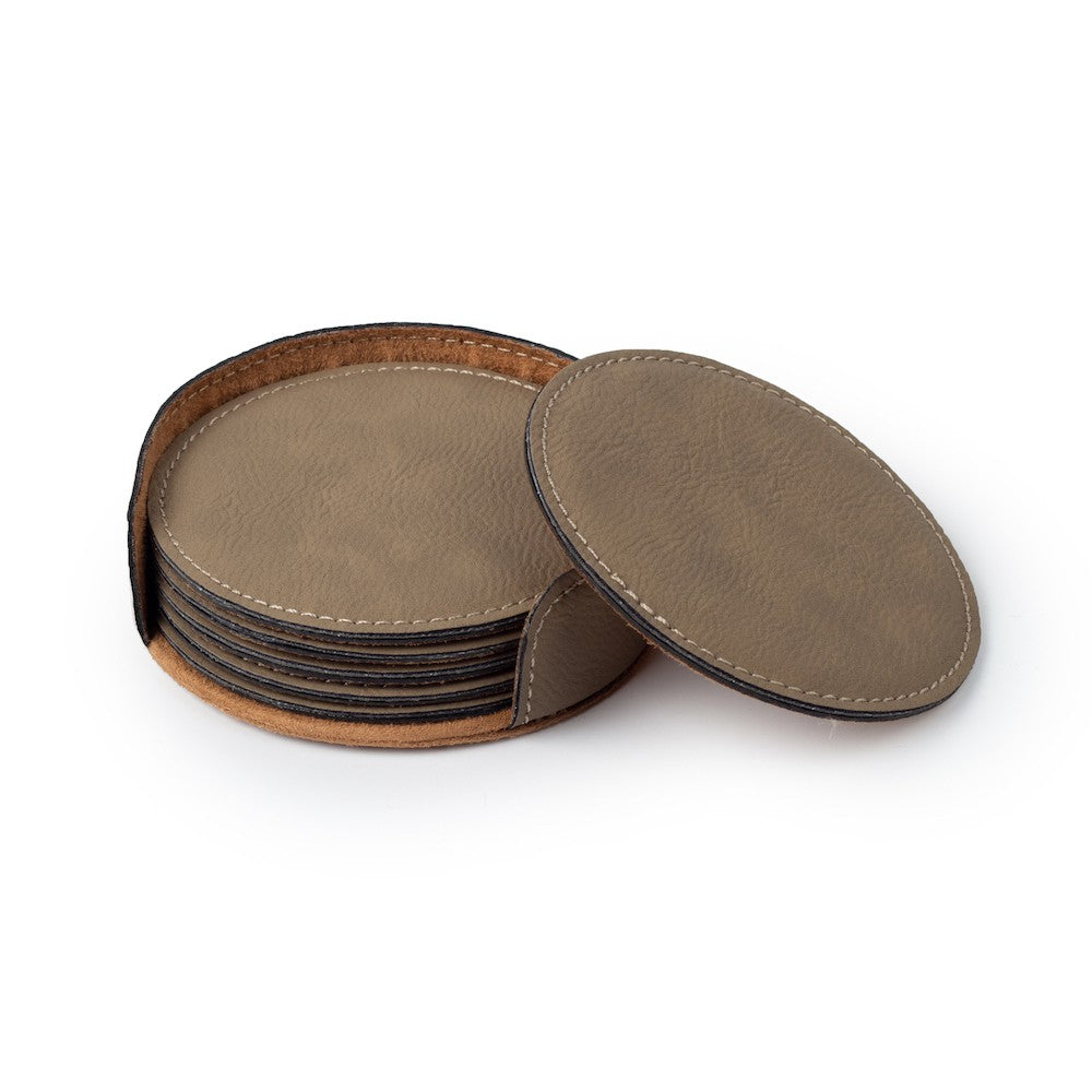 Leatherette Round Shaped Coaster