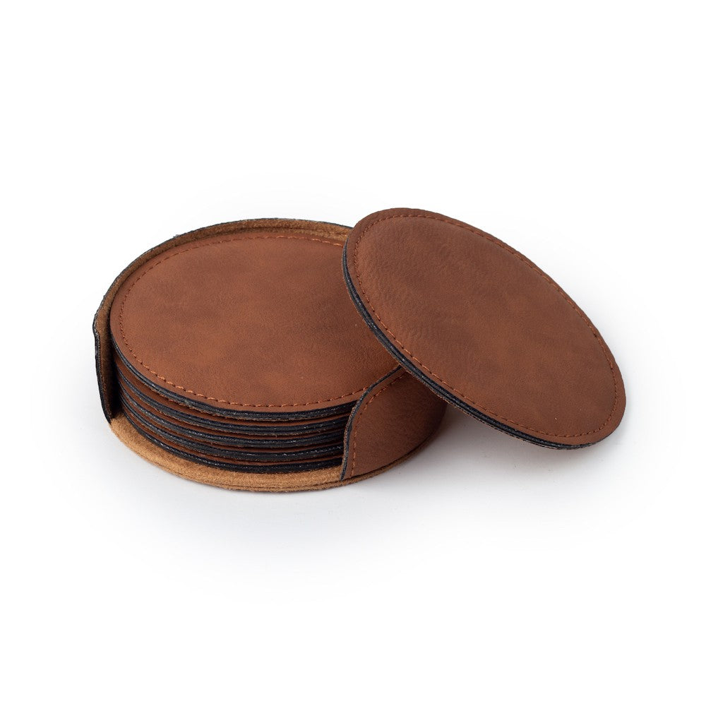 Leatherette Round Shaped Coaster