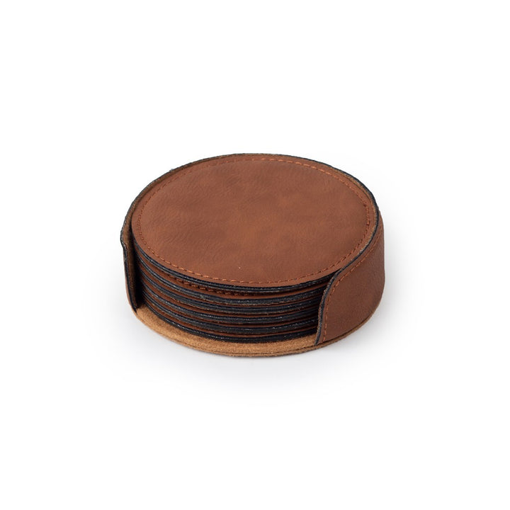 Leatherette Round Shaped Coaster