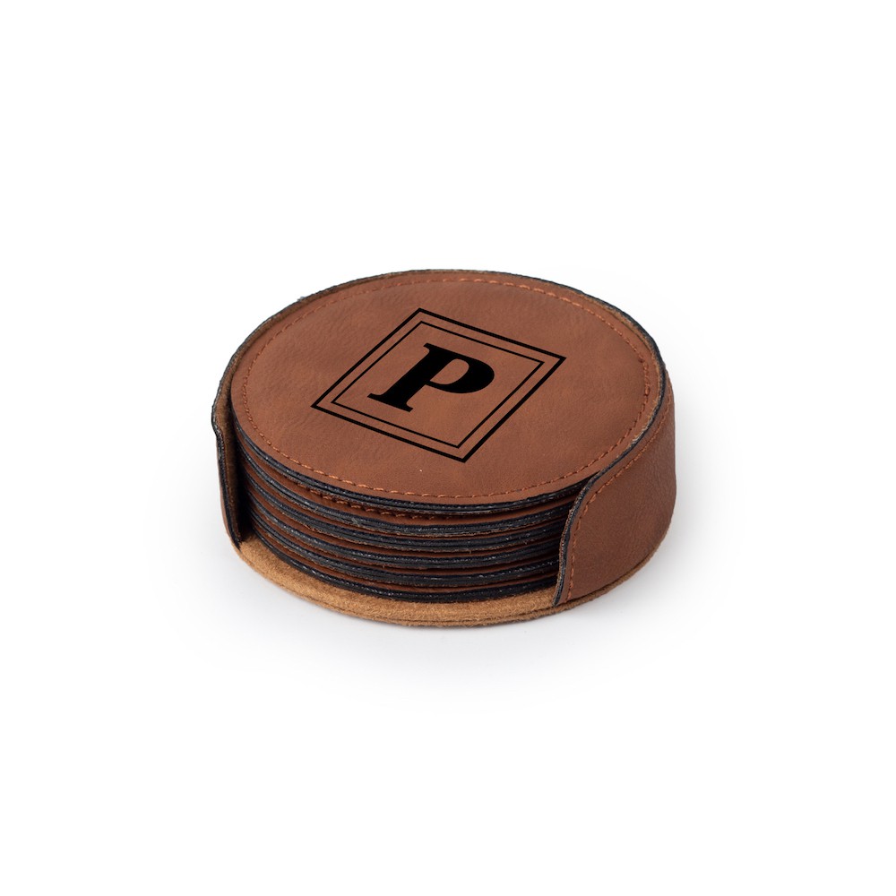 Leatherette Round Shaped Coaster