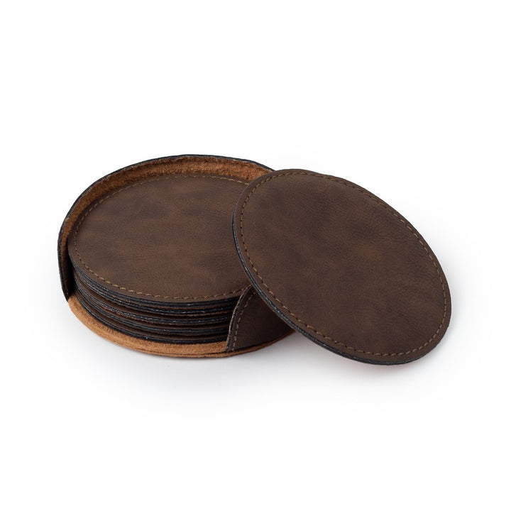 Leatherette Round Shaped Coaster