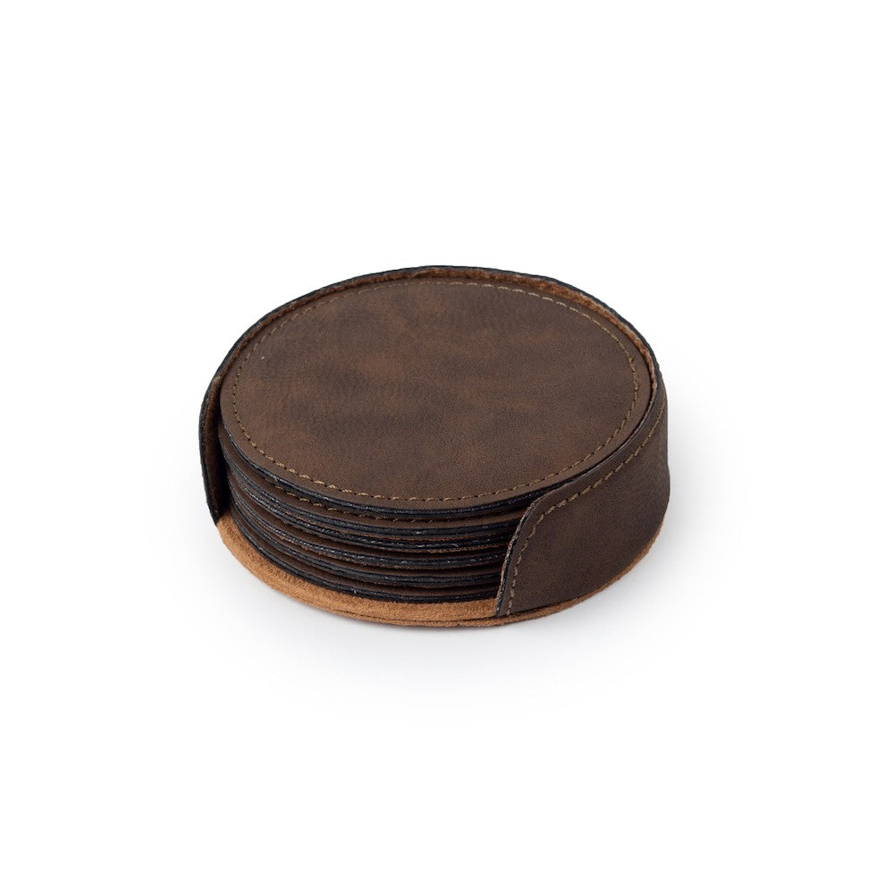 Leatherette Round Shaped Coaster