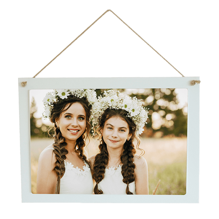 White Coated Wood Rect. Hang Sign 12.12" x 8.58"