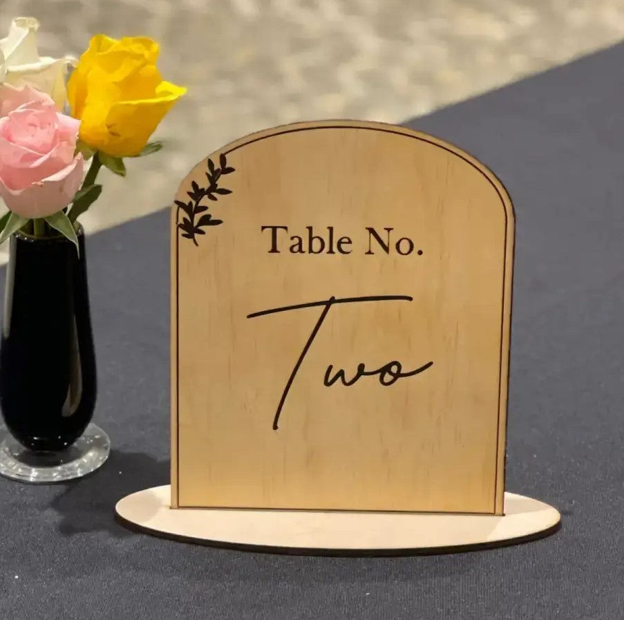 Custom Engraved Wooden Table Number Sign